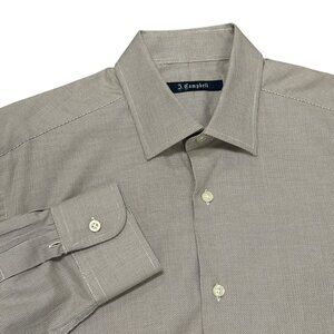 J. Campbell Vintage Dress Shirt Brown White Woven Spread Collar 16 32/33